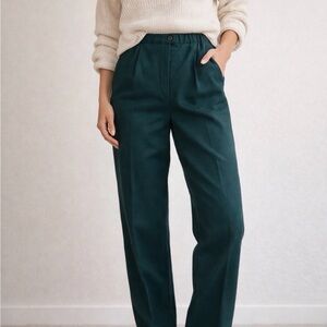 Vintage Pendleton wool pants USA made green high rise trouser size 14 💯 wool